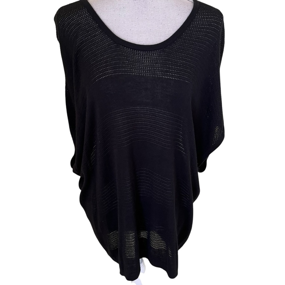 Rag & Bone Black Mixed Knit Scoop Neck Short Sleeve Cocoon Style Sweater XS